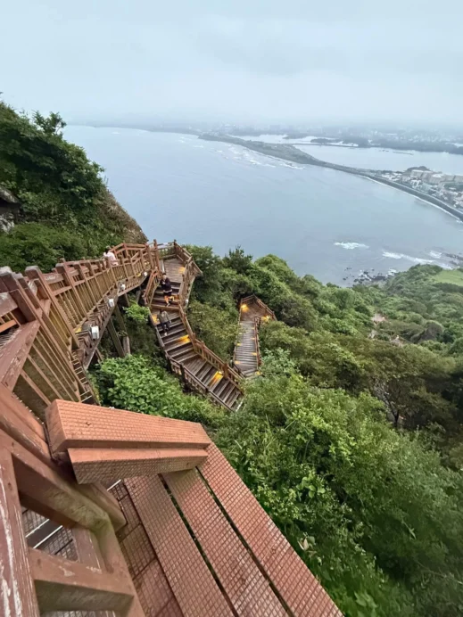 Seongsan Ilchulbong zigzag stairs Jeju Island