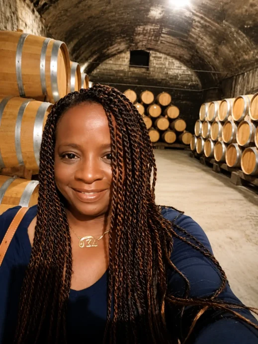 Stacey, Hermann Wine Trail, wine barrels