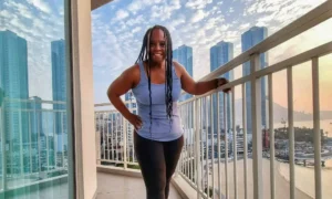 Stacey balcony Busan South Korea Songdo Beach