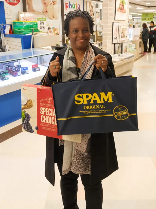 Stacey, shopping for Spam, Chuseok