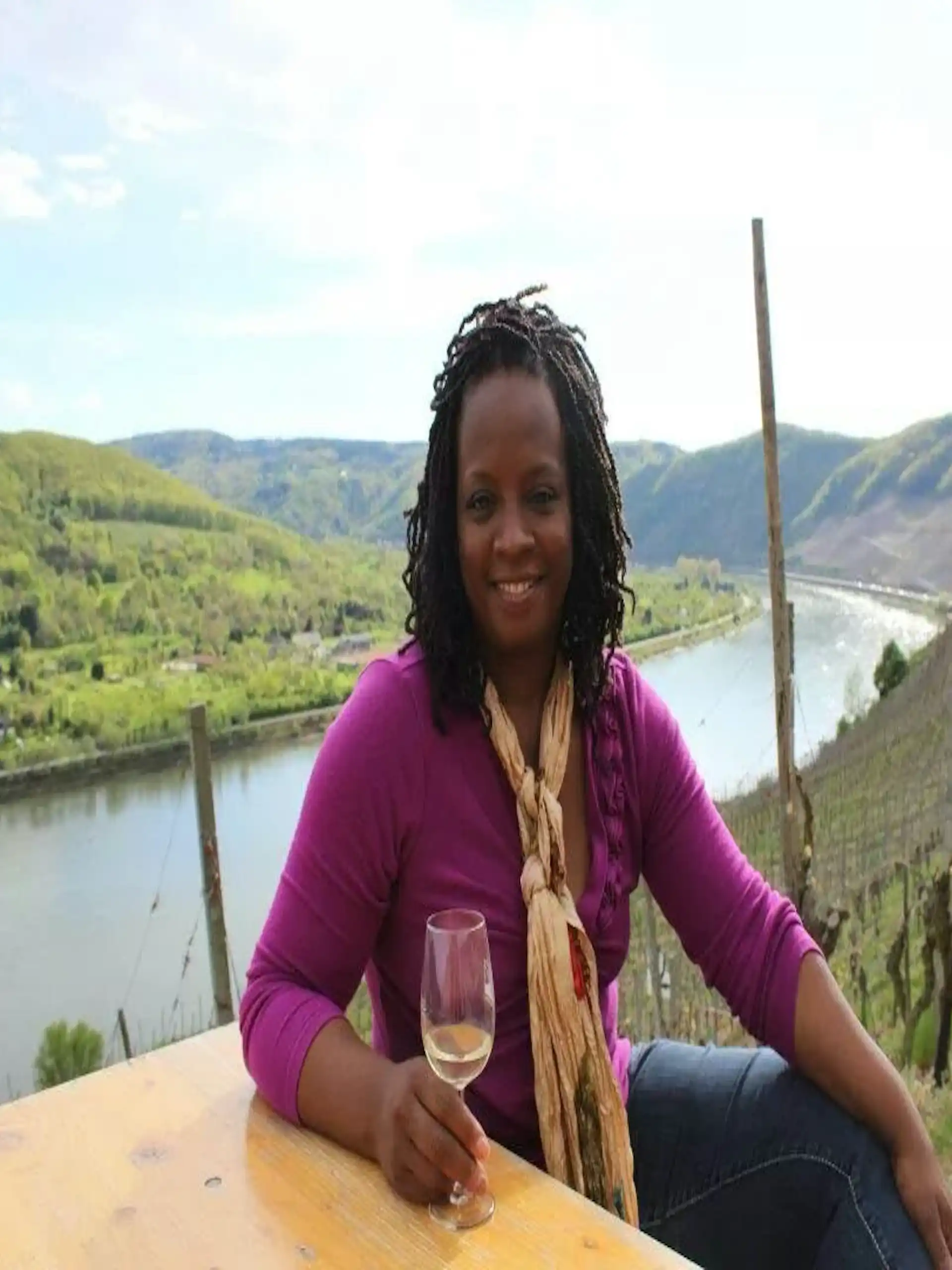 Stacey wine tasting Rhine River Germany