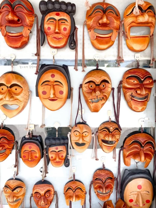 Wall of masks, Hahoe, Andong Village, mask museum