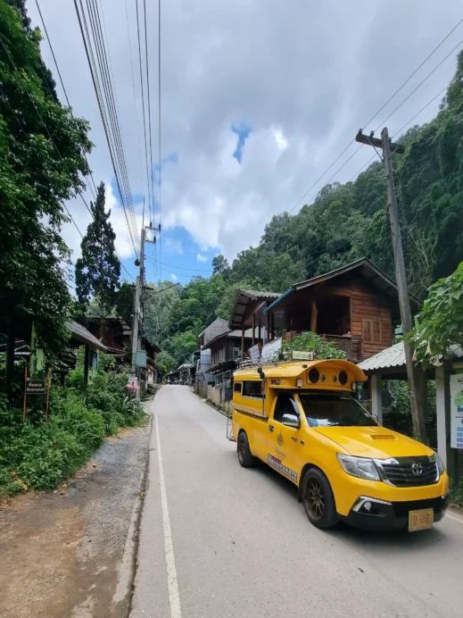 Yellow songthaw in Mae Kampong