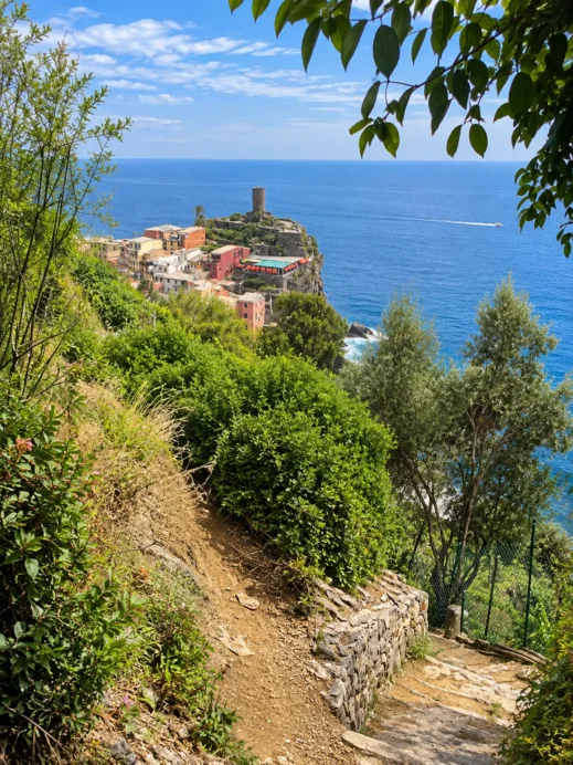Coastal Village from a Leafy Overlook