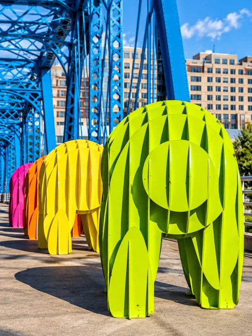 Grand Rapids, bridge, elephant scultures