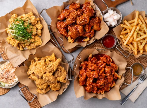 Korean Fried Chicken Feast with Fries
