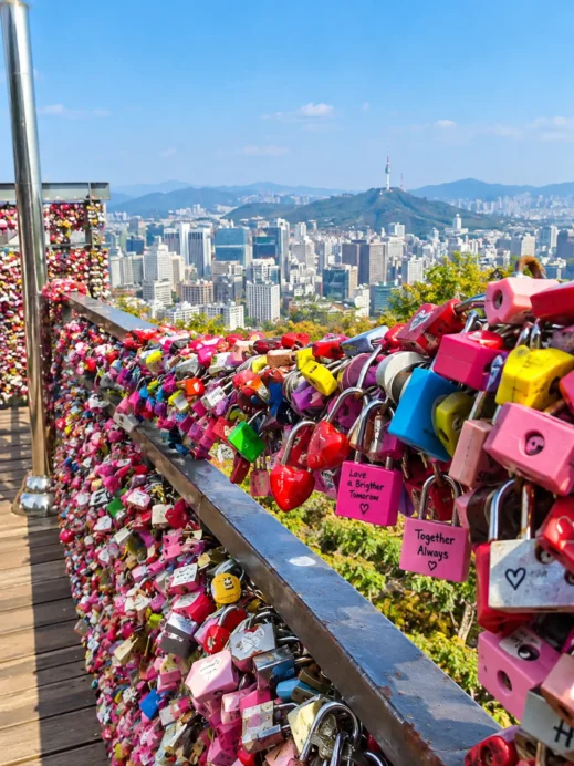 Love Locks Over Seoul Skyline