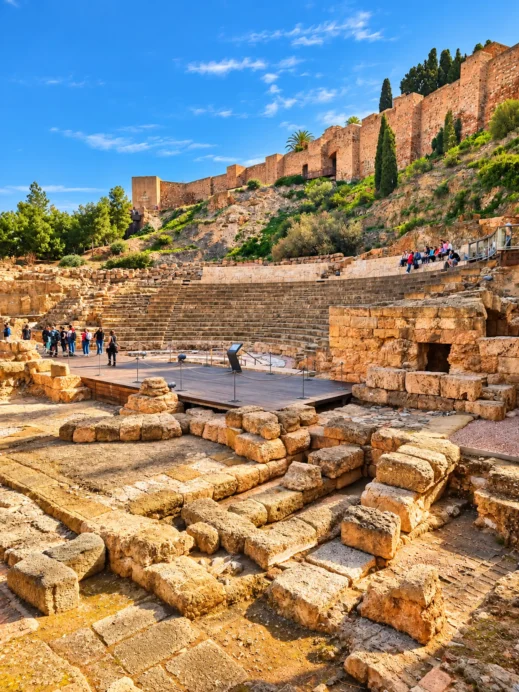 Malaga, Roman Theatre, Alcazaba fortress walls