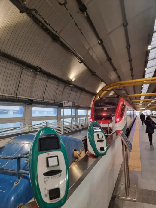 Rome, train ticket kiosk on tracks