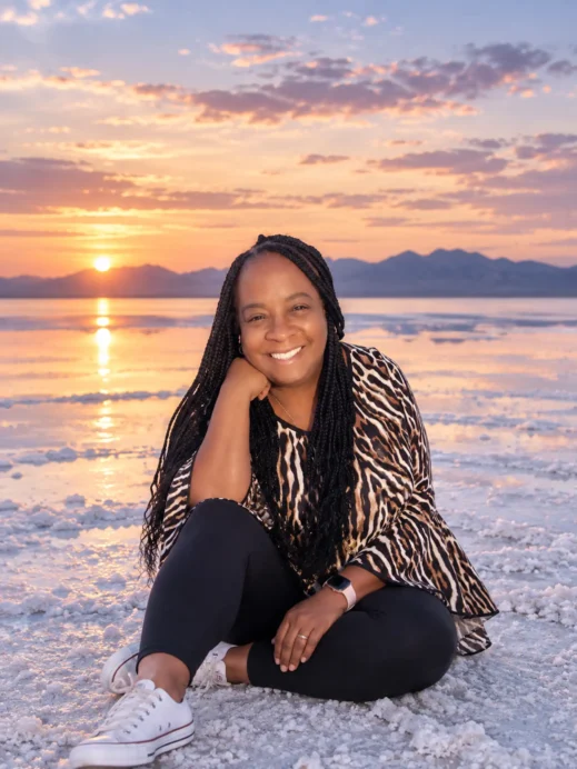 Salt Flats, Utah, Stacey, seated, group tour
