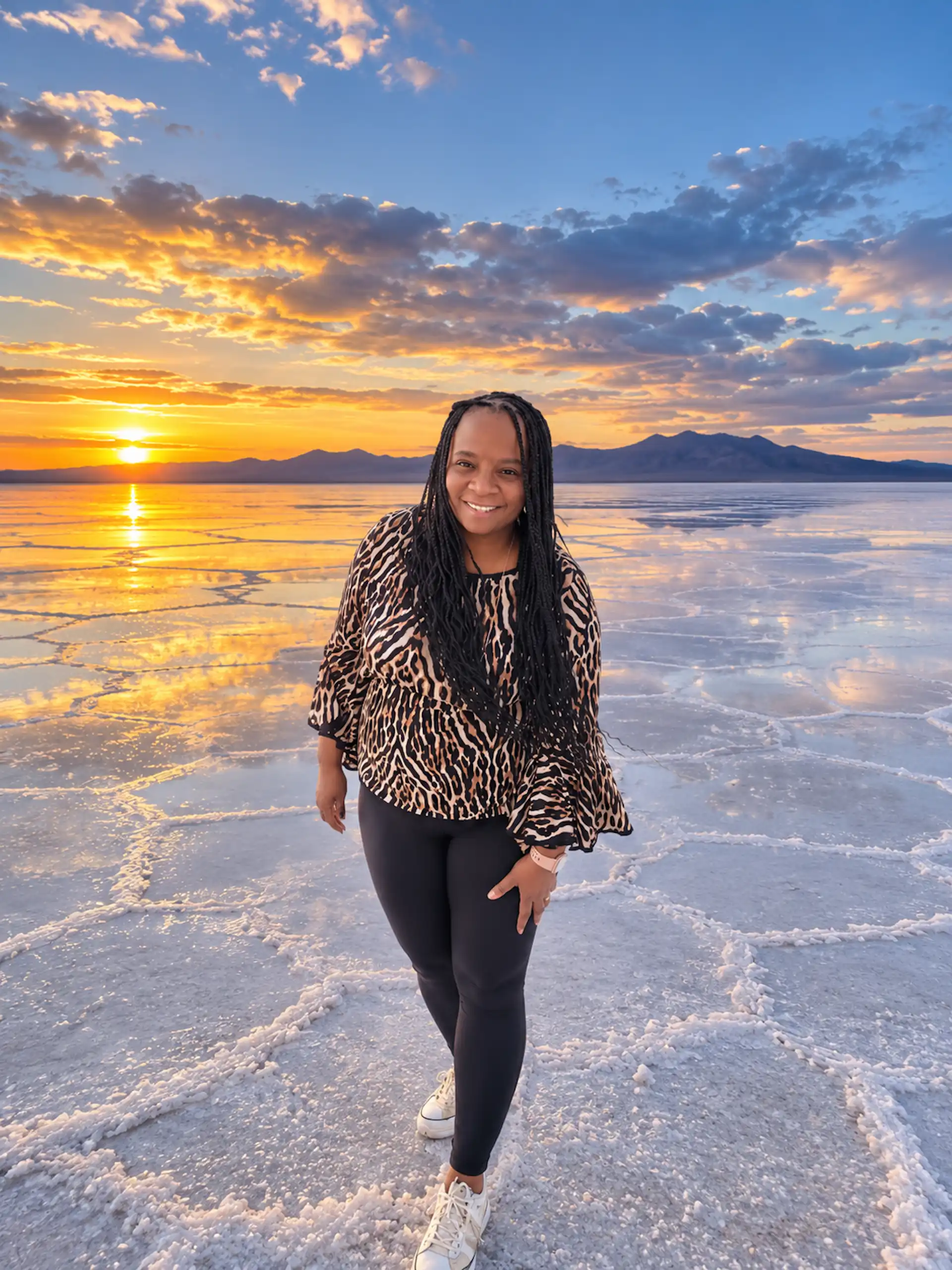 Salt Flats, Utah, Stacey, sunset, htt, group tour