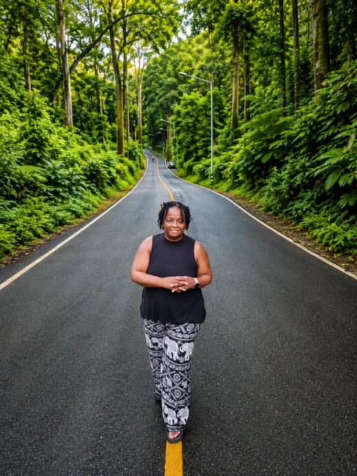 Stacey, Chiang Dao, avenue of tall trees