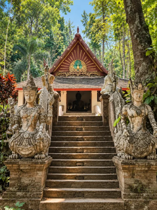 Wat Pha Lat, naga steep stairs
