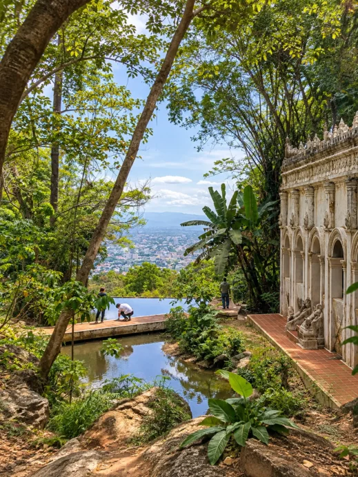 Wat Pha Lat, temple, pool city view