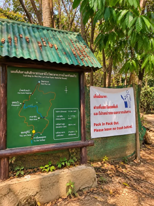 Wat Pha Lat trail in Chiang Mai sign
