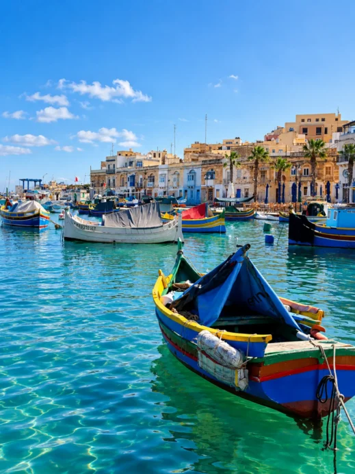 Marsaxlokk, Malta, boats, blue water
