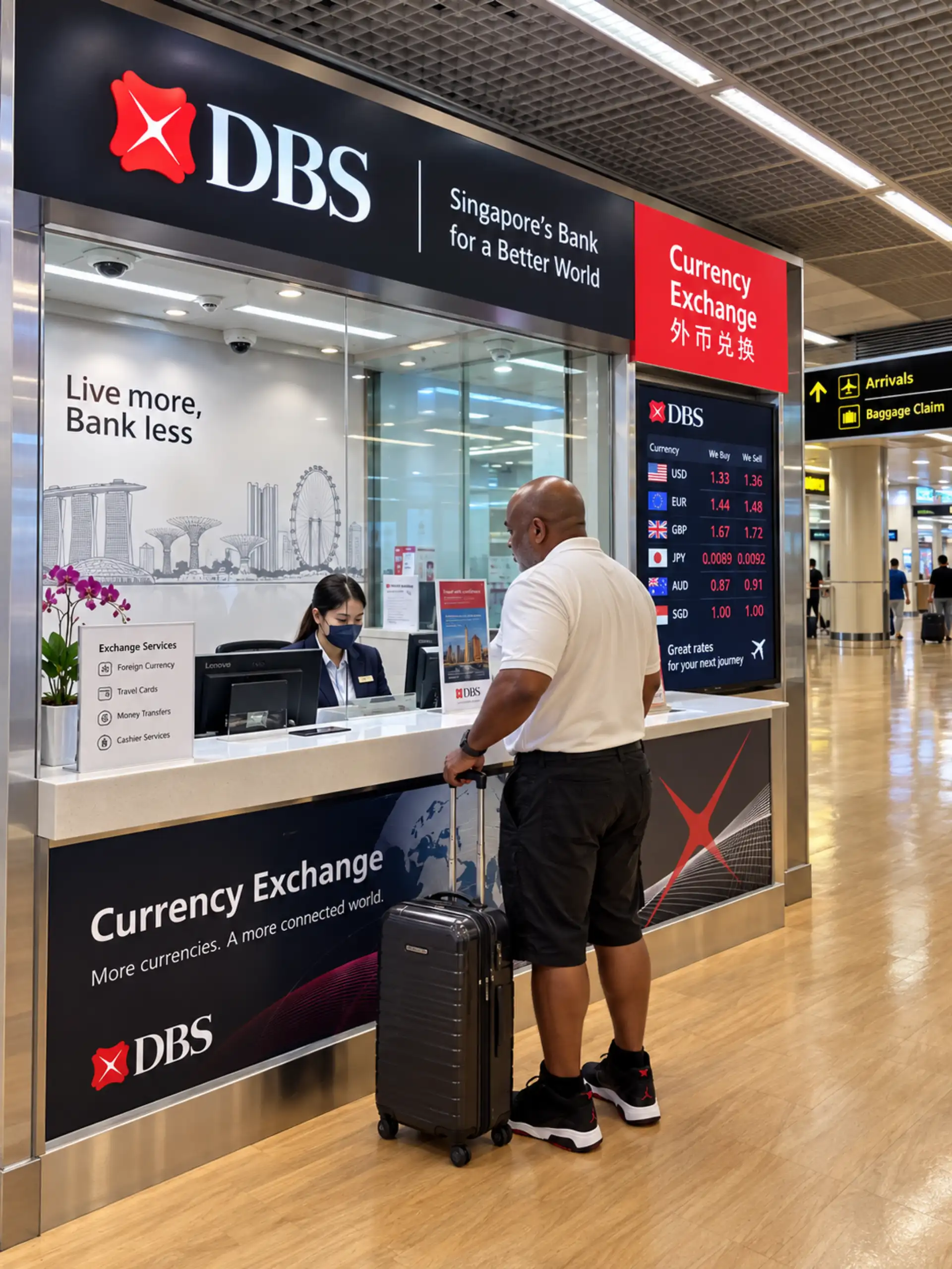 Singapore, airport kiosk, money wise Singapore