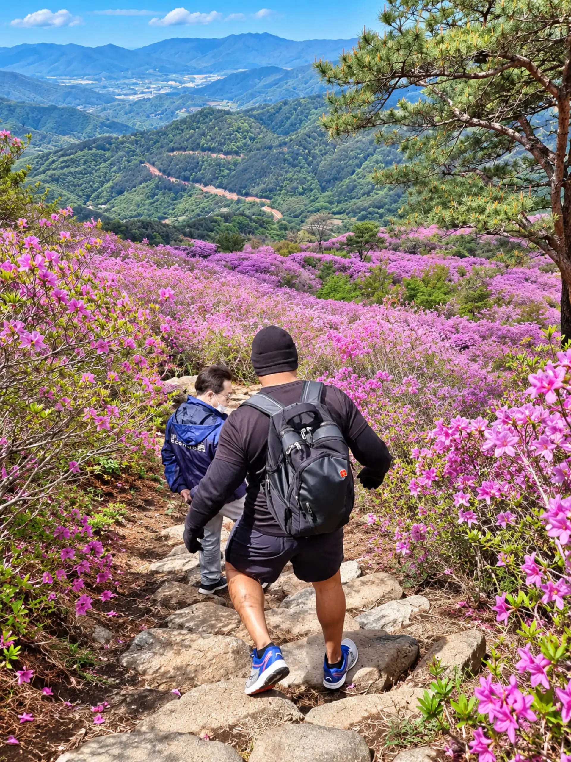 Steven, Mr Kim, hiking, Daegu, azaleas